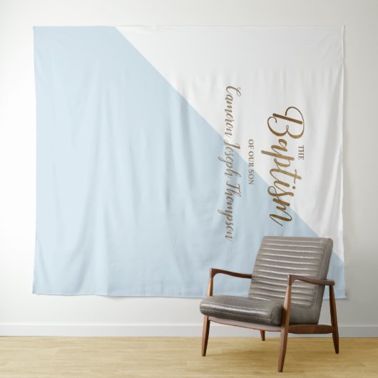 男の赤ちゃんモダンバプテスムバックルブルー タペストリー (インサイチュ(横))