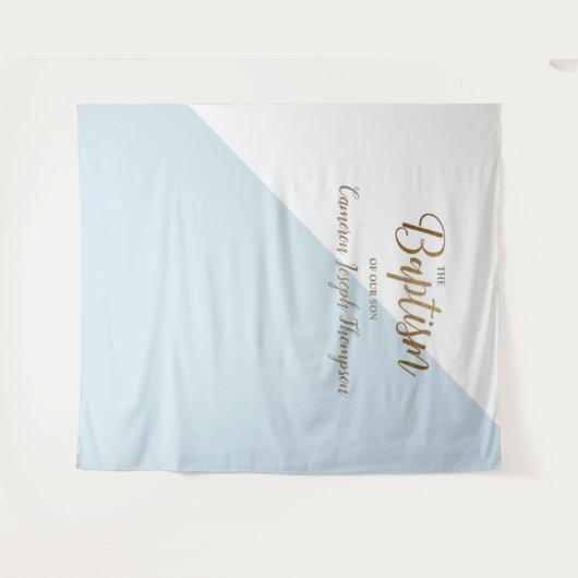 男の赤ちゃんモダンバプテスムバックルブルー タペストリー (正面(横))