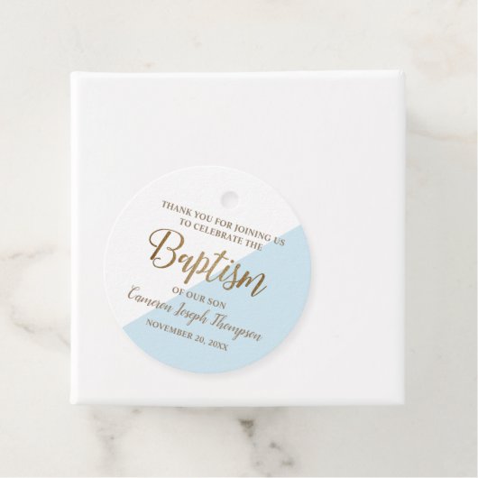 男の赤ちゃんモダンブルー感謝していバプテスマ フェイバータグ (インサイチュ)