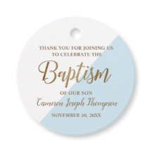 男の赤ちゃんモダンブルー感謝していバプテスマ