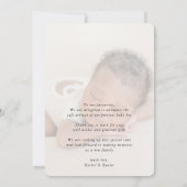 男の赤ちゃんモダン写真かわいいハートフレームaqua blue I 招待状 (裏面)