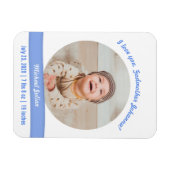 男の赤ちゃんモダン写真誕生のお知らせ マグネット (横)