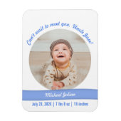 男の赤ちゃんモダン写真誕生発表叔父 マグネット (縦)