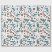 男の赤ちゃんモダン子供の誕生日ザシーシャーク ラッピングペーパー (フラット)