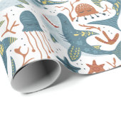 男の赤ちゃんモダン子供の誕生日ザシーシャーク ラッピングペーパー (ロールコーナー)