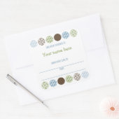 男の赤ちゃんモダン水玉模様ブックプレート名蔵書票 スクエアシール (封筒)