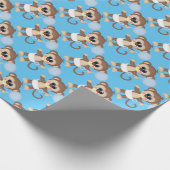 男の赤ちゃんモンキータイル張り紙 ラッピングペーパー (角)