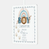 男の赤ちゃんライオン名前をカスタムすると誕生形見 メタルオーナメント (正面左)