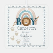 男の赤ちゃんライオン名前をカスタムすると誕生形見 メタルオーナメント (裏面)