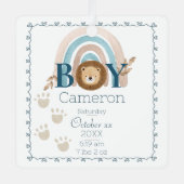 男の赤ちゃんライオン名前をカスタムすると誕生形見 メタルオーナメント (正面)