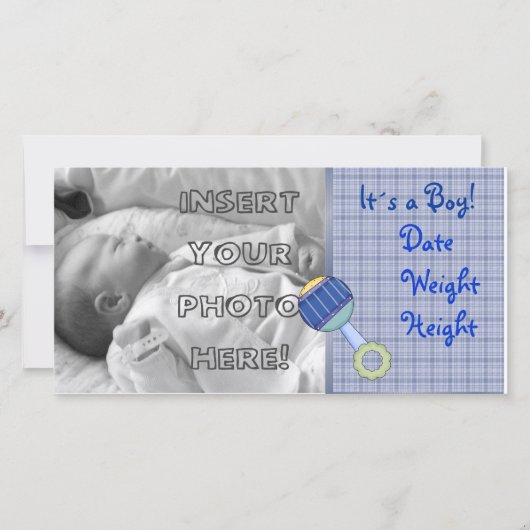 男の赤ちゃんラトル 案内状 (正面)