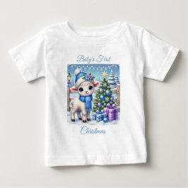 男の赤ちゃんラム初めてのクリスマス ベビーTシャツ