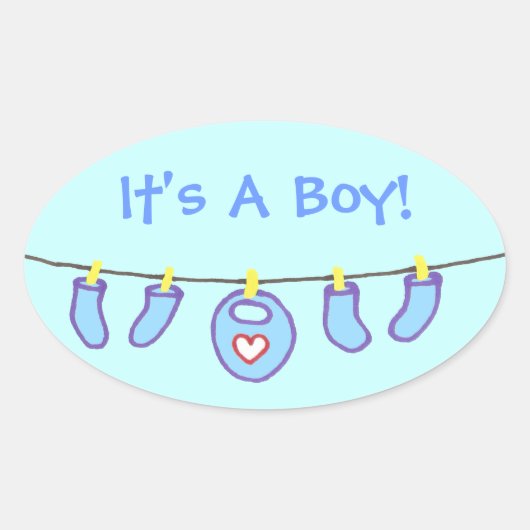 男の赤ちゃんランドリー男の子だ！カスタマイズ 楕円形シール (正面)