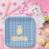 男の赤ちゃんリトルチックブルーギンガム ペーパープレート (パーティー)