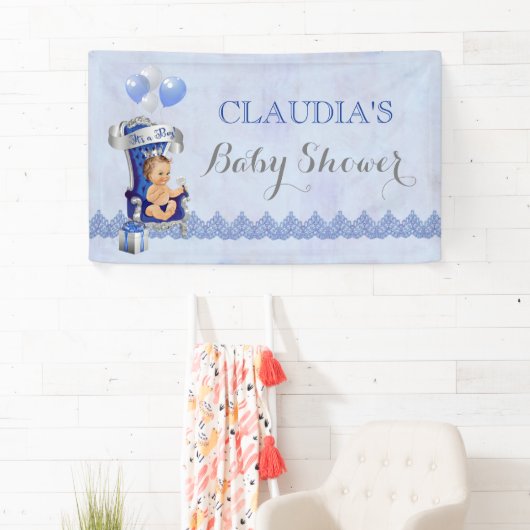 男の赤ちゃんリトルプリンスシルバークラウンブ王室のルー 横断幕 (インサイチュ)