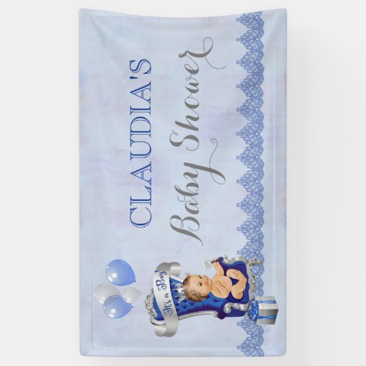 男の赤ちゃんリトルプリンスシルバークラウンブ王室のルー 横断幕 (縦)