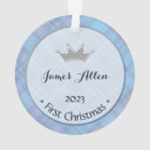男の赤ちゃんリトルプリンス初めてのクリスマスキープサワー オーナメント (裏面)
