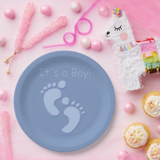 男の赤ちゃんリトル足ベビーシャワー紙プレート ペーパープレート (パーティー)