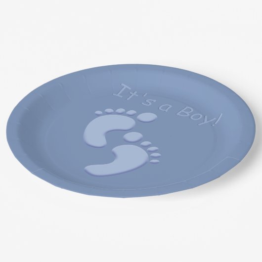 男の赤ちゃんリトル足ベビーシャワー紙プレート ペーパープレート (アングル)