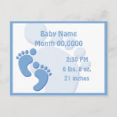 男の赤ちゃんリトル足機器シンボルの誕生のお知らせ 案内ポストカード (正面)