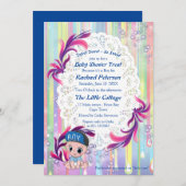 男の赤ちゃんレインボーバブル&ユニコーン赤ちゃんシャワー サンキューカード (正面/裏面)