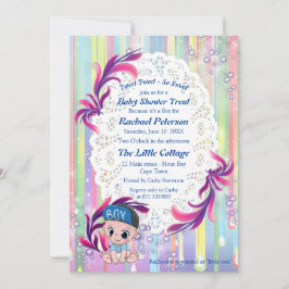 男の赤ちゃんレインボーバブル&ユニコーン赤ちゃんシャワー サンキューカード