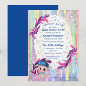 男の赤ちゃんレインボーバブル&ユニコーン赤ちゃんシャワー サンキューカード (正面/裏面)