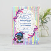 男の赤ちゃんレインボーバブル&ユニコーン赤ちゃんシャワー サンキューカード (スタンド正面)