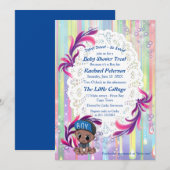 男の赤ちゃんレインボーバブル&ユニコーン赤ちゃんシャワー サンキューカード (正面/裏面)