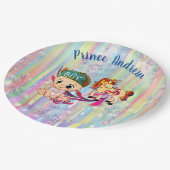 男の赤ちゃんレインボーバブル&ユニコーン赤ちゃんシャワー ペーパープレート (アングル)