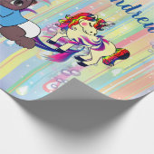 男の赤ちゃんレインボーバブル&ユニコーン赤ちゃんシャワー ラッピングペーパー (角)