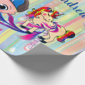 男の赤ちゃんレインボーバブル&ユニコーン赤ちゃんシャワー ラッピングペーパー (角)