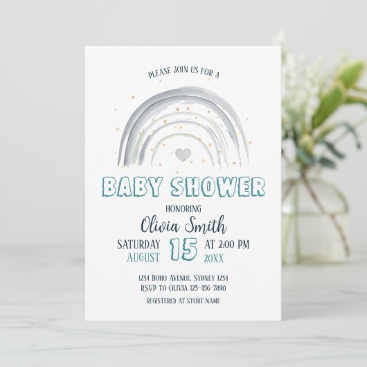 男の赤ちゃんレインボーベビーシャワー 招待状 (スタンド正面)