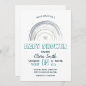 男の赤ちゃんレインボーベビーシャワー 招待状 (正面/裏面)