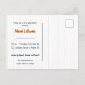 男の赤ちゃんロングホーン焦げオレンジ色の赤ちゃんシャワー インビテーションポストカード (裏面)