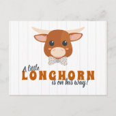 男の赤ちゃんロングホーン焦げオレンジ色の赤ちゃんシャワー インビテーションポストカード (正面)