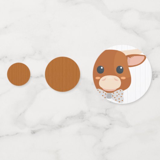 男の赤ちゃんロングホーン焦げオレンジ色の赤ちゃんシャワー コンフェッティ (裏面)