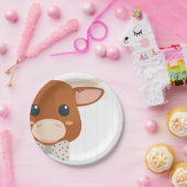 男の赤ちゃんロングホーン焦げオレンジ色の赤ちゃんシャワー ペーパープレート (パーティー)