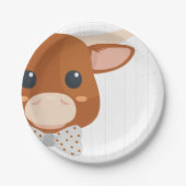 男の赤ちゃんロングホーン焦げオレンジ色の赤ちゃんシャワー ペーパープレート (正面)