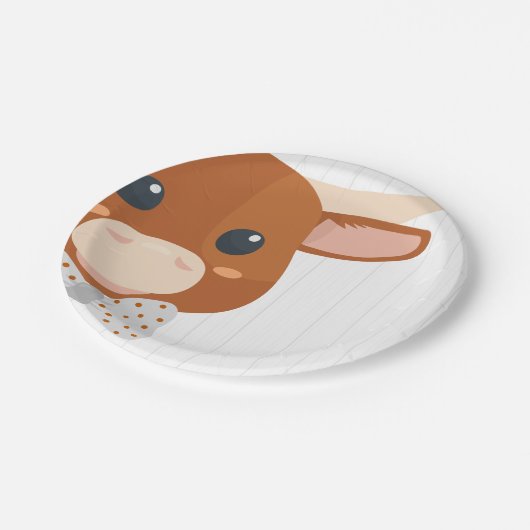 男の赤ちゃんロングホーン焦げオレンジ色の赤ちゃんシャワー ペーパープレート (アングル)