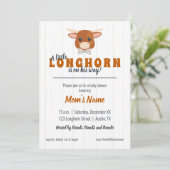 男の赤ちゃんロングホーン焦げオレンジ色の赤ちゃんシャワー 招待状 (スタンド正面)