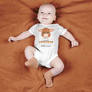 男の赤ちゃんロングホーン焦げオレンジ ベビーボディスーツ