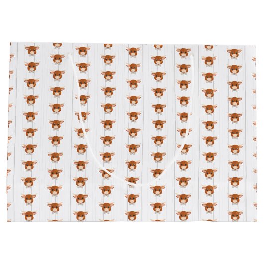 男の赤ちゃんロングホーン焦げオレンジ ラージペーパーバッグ (裏面)