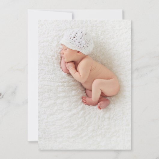 男の赤ちゃんヴィンテージフレーム誕生発表 – 青 案内状 (裏面)