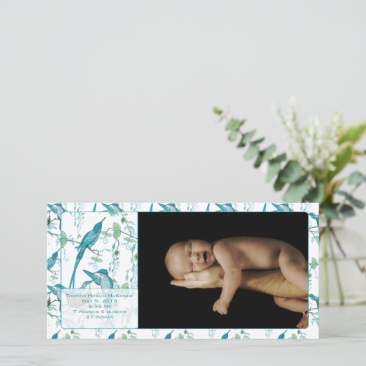 男の赤ちゃんヴィンテージベビー鳥写真発表 案内状 (スタンド正面)