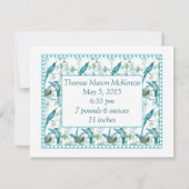 男の赤ちゃんヴィンテージベビー鳥写真発表 案内状 (裏面)