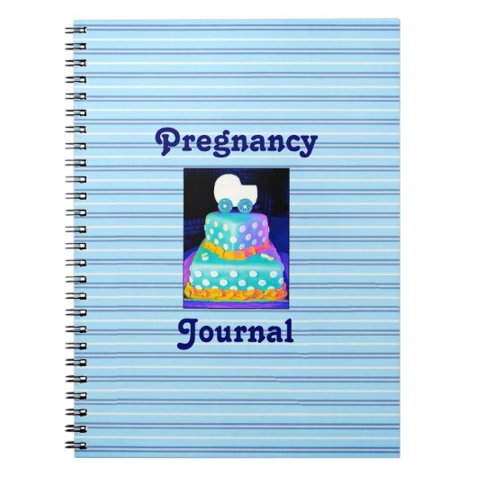 男の赤ちゃん乳母車ケーキ妊娠ジャーナル ノートブック (正面)