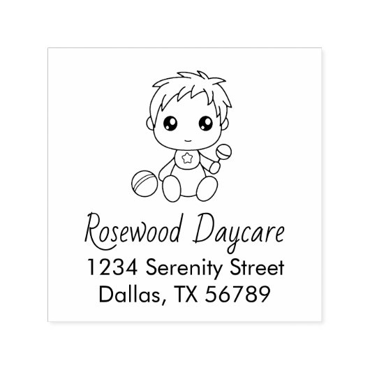 男の赤ちゃん保育の住所2 セルフインキングスタンプ (デザイン)