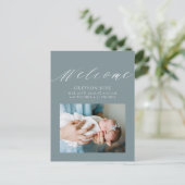 男の赤ちゃん写真のお知らせはがき ポストカード (スタンド正面)