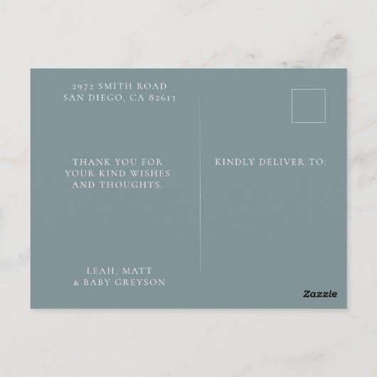 男の赤ちゃん写真のお知らせはがき ポストカード (裏面)